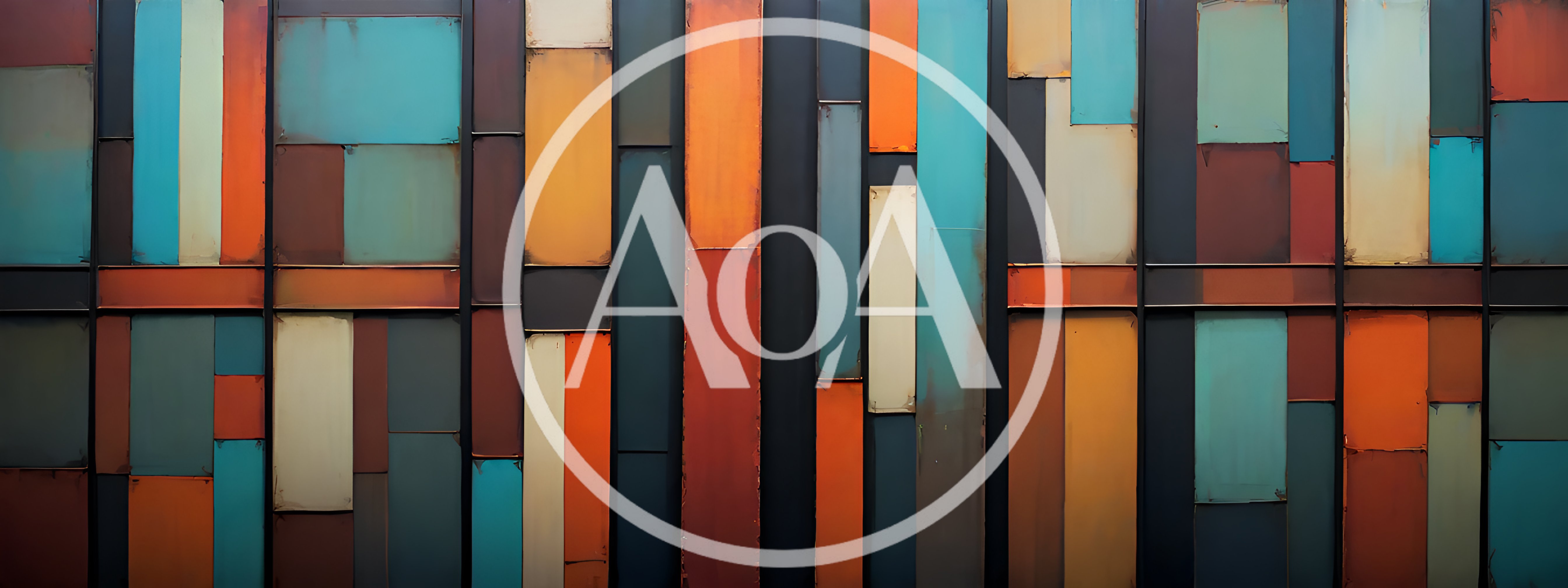 Abstract Geometric Wall With Multicolored Rectangular Panels