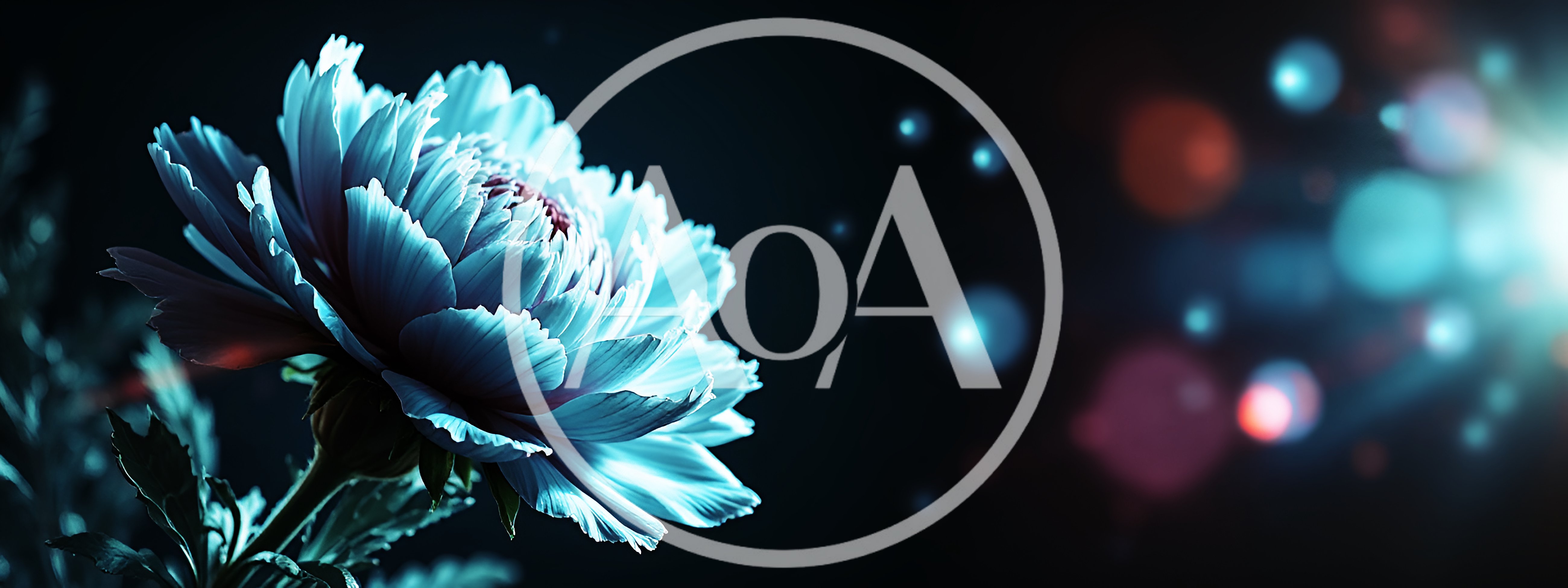 Glowing Blue Peony Flower With Bokeh Background