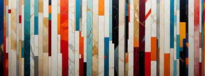 Abstract Vertical Panel Wall With Colorful Marble Textures