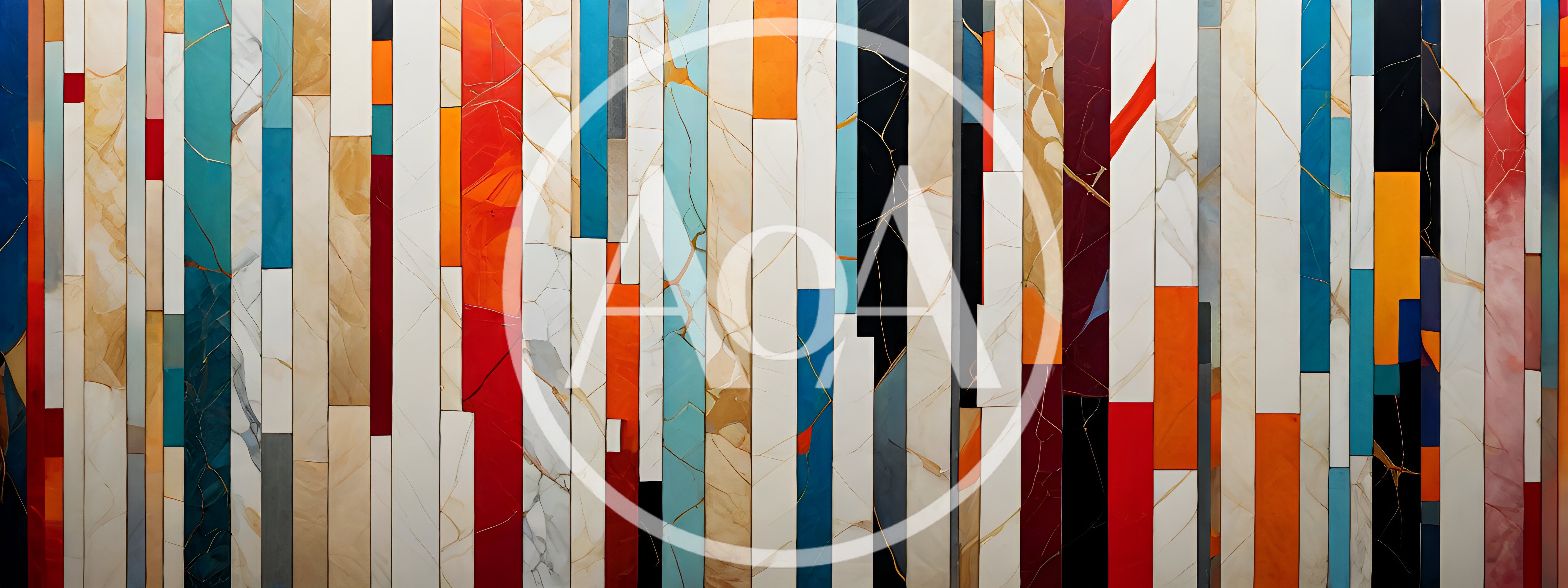Abstract Vertical Panel Wall With Colorful Marble Textures