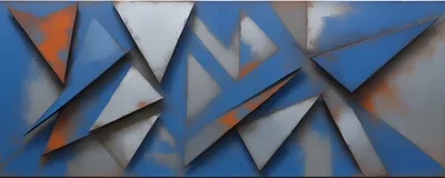 Abstract Geometric Wall Art With Blue And Orange Tones