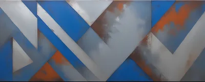 Abstract Geometric Wall Art With Blue And Orange Tones