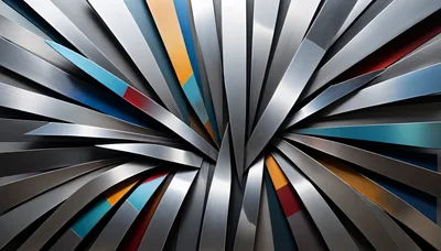 Abstract Metallic Blades With Colorful Geometric Accents