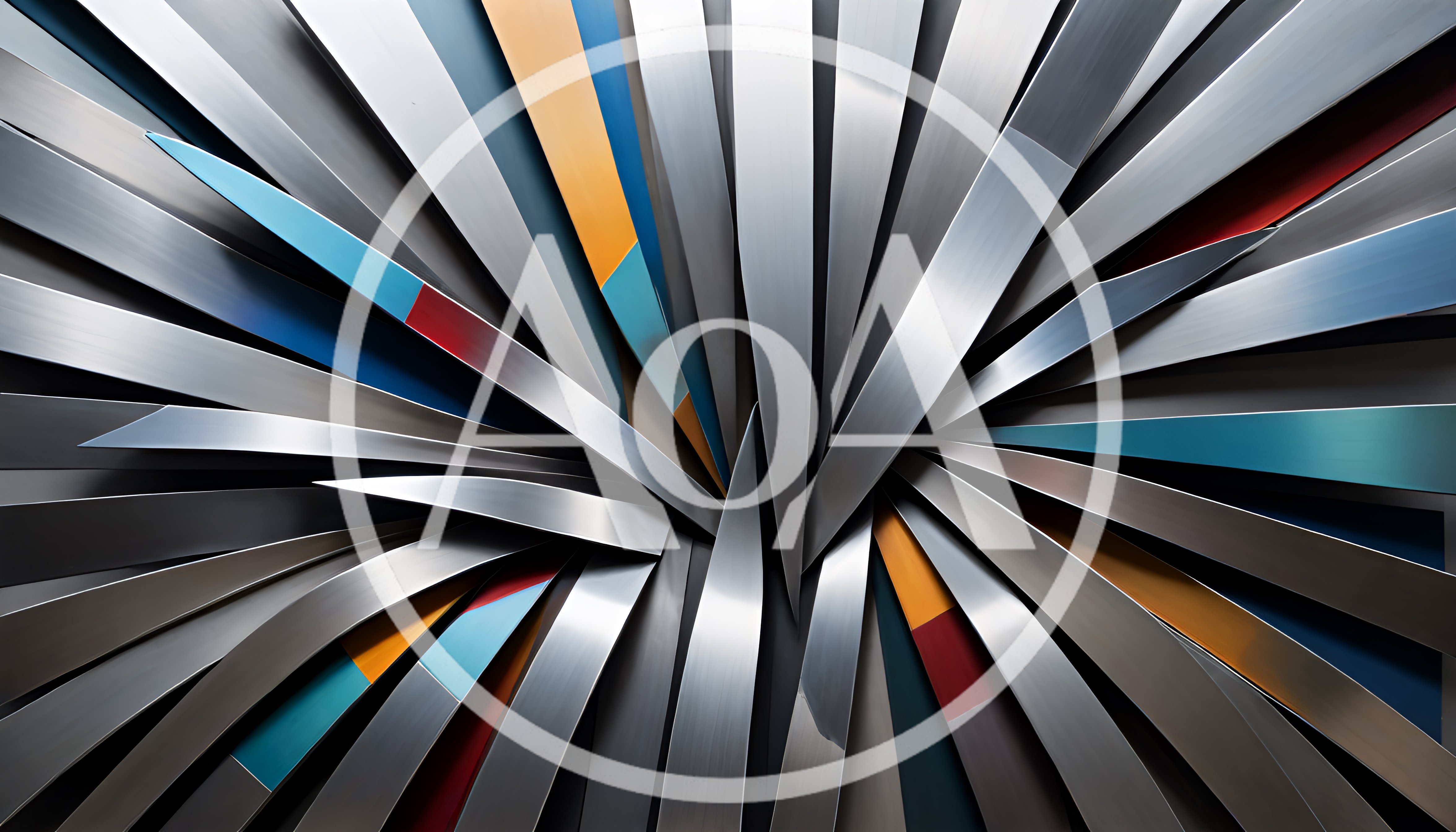 Abstract Metallic Blades With Colorful Geometric Accents