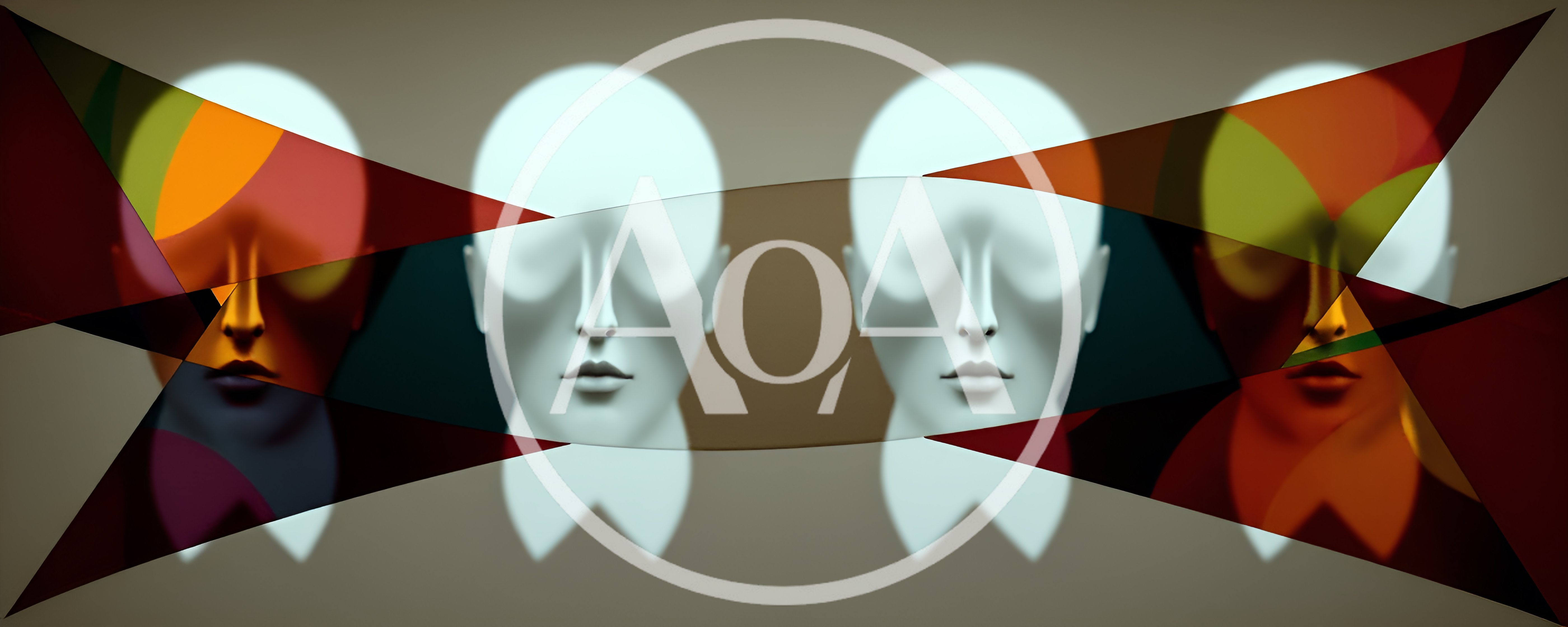 Abstract Surrealist Composition With Four Stylized Human Faces