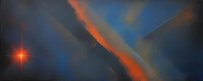 Abstract Oil Painting With Glowing Star And Geometric Shapes