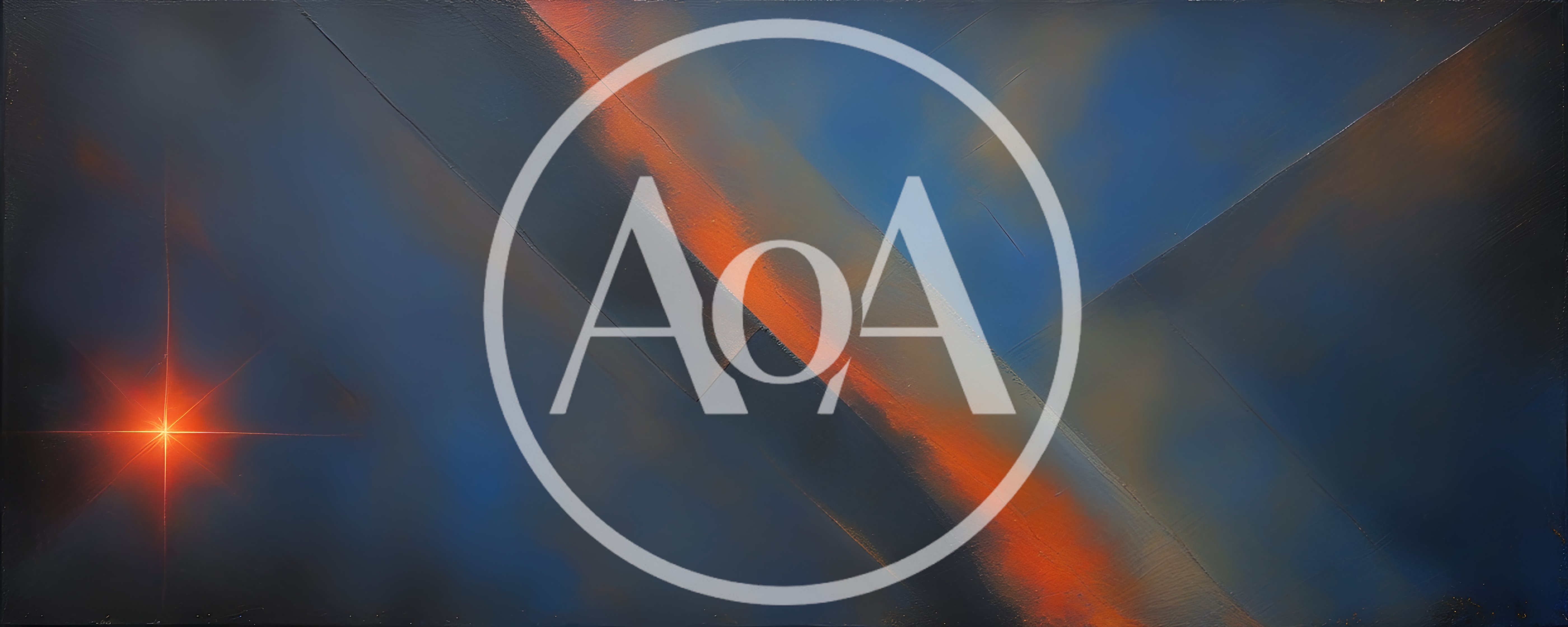 Abstract Oil Painting With Glowing Star And Geometric Shapes