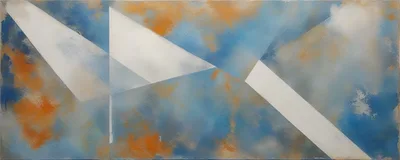 Abstract Geometric Painting With Blue And Orange Textures