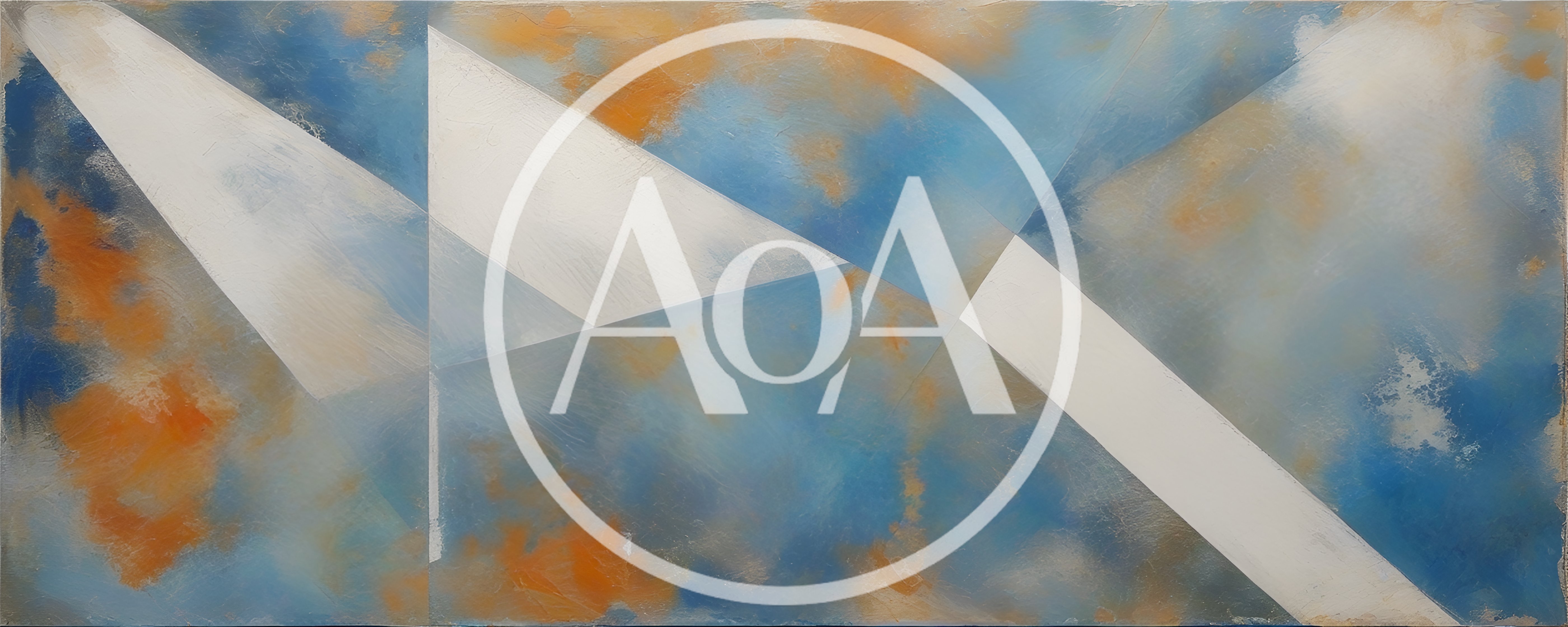 Abstract Geometric Painting With Blue And Orange Textures