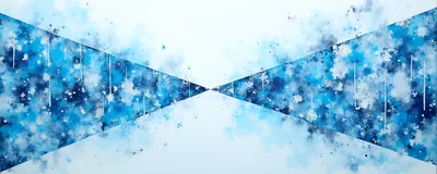 Abstract Blue Watercolor Painting With Geometric Negative Space