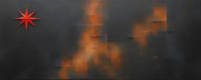 Abstract Painting With Red Star And Orange Nebula