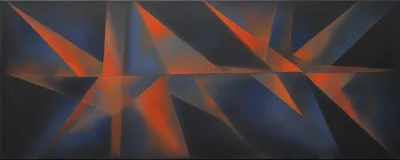 Abstract Geometric Painting With Orange And Blue Light