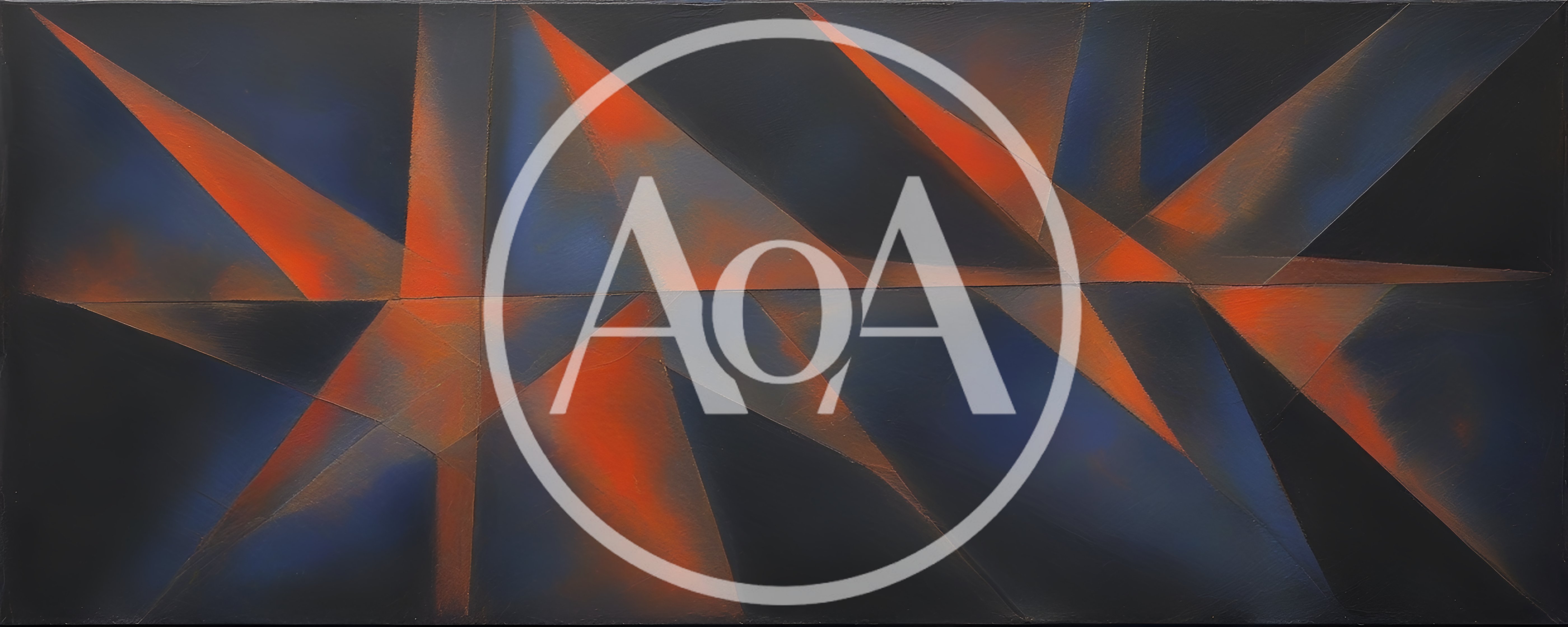 Abstract Geometric Painting With Orange And Blue Light