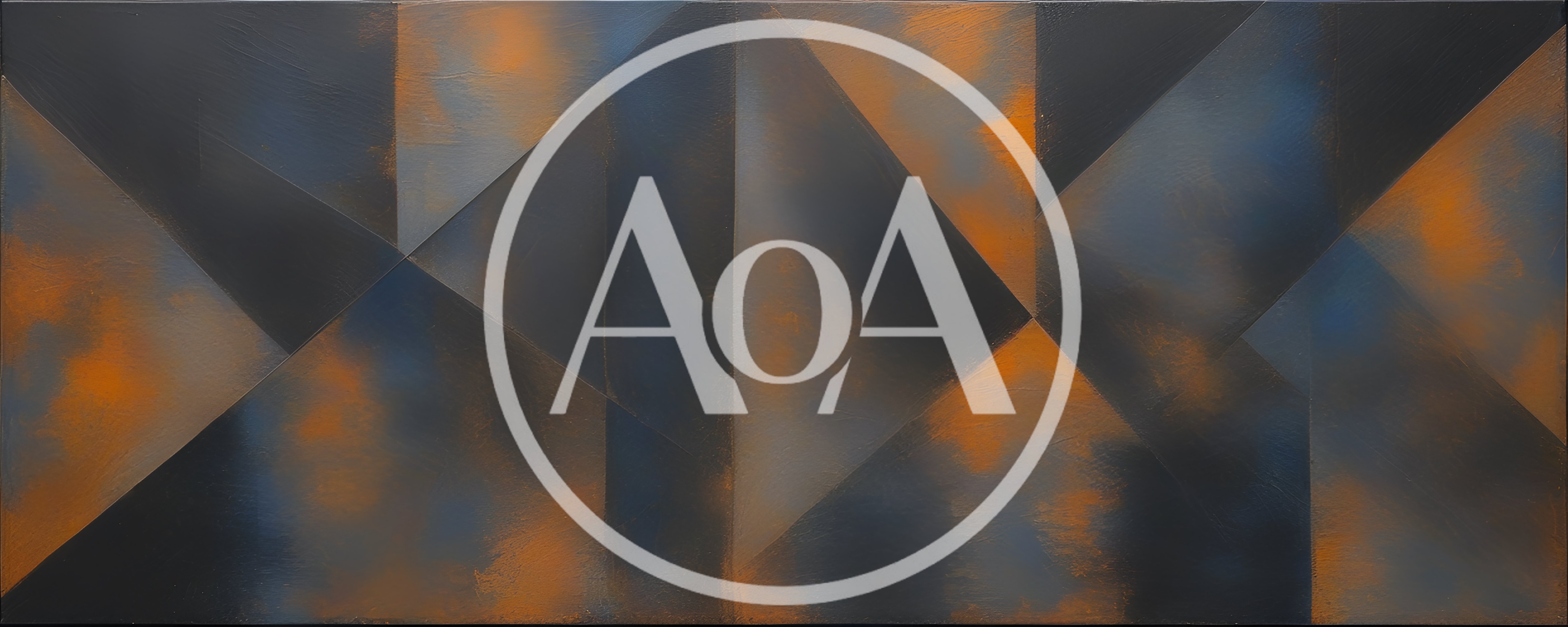Abstract Geometric Painting With Rust And Blue Tones