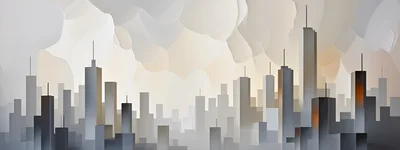 Abstract Oil Painting Of A Modern City Skyline