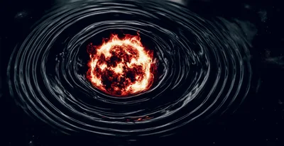 Fiery Sun Creating Ripples In Dark Space