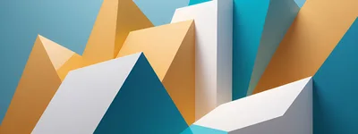 Abstract Geometric Shapes With Blue And Yellow Tones