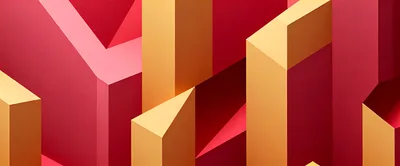 Abstract Geometric 3D Shapes In Red And Gold