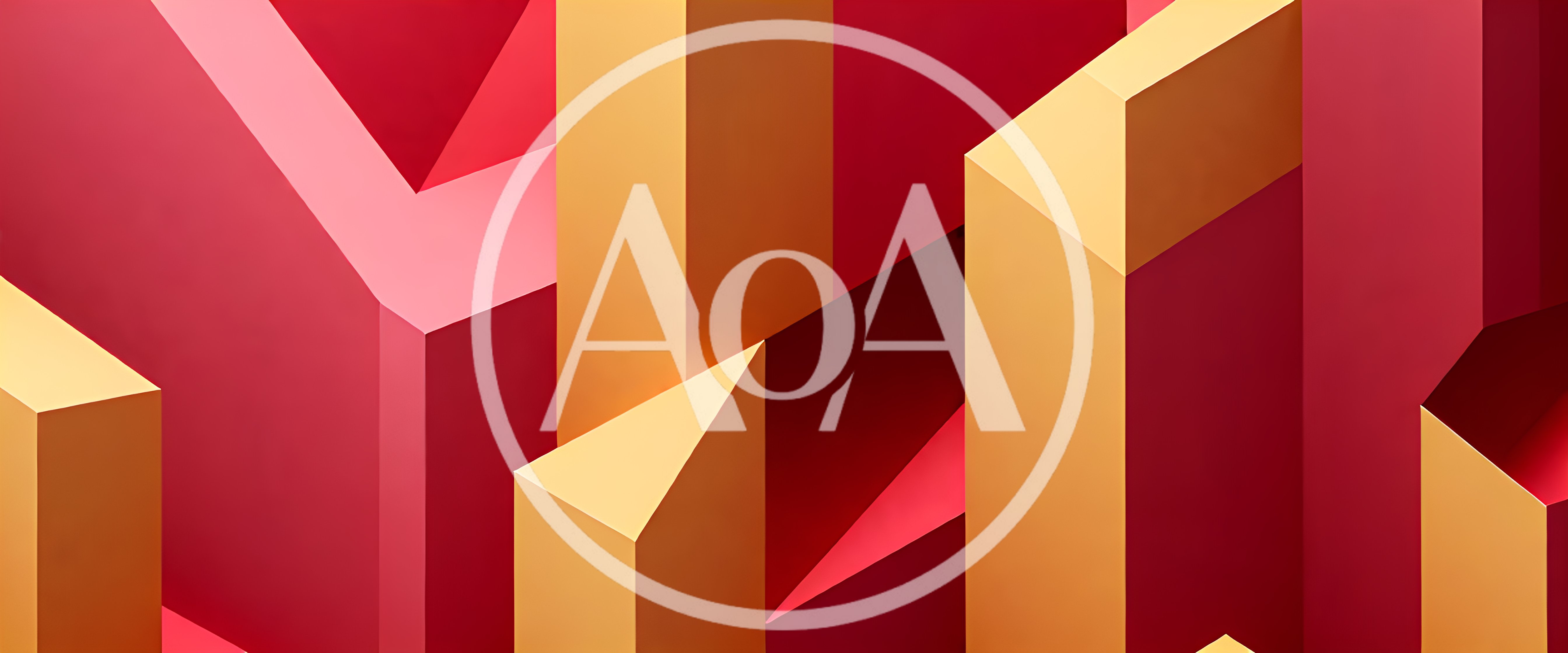 Abstract Geometric 3D Shapes In Red And Gold