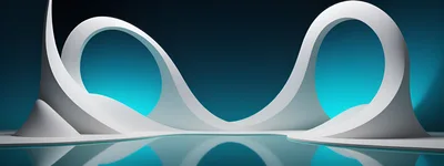 Abstract White Architectural Curves Over Reflective Water