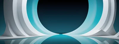 Abstract Futuristic Circular Architecture With Teal Lighting