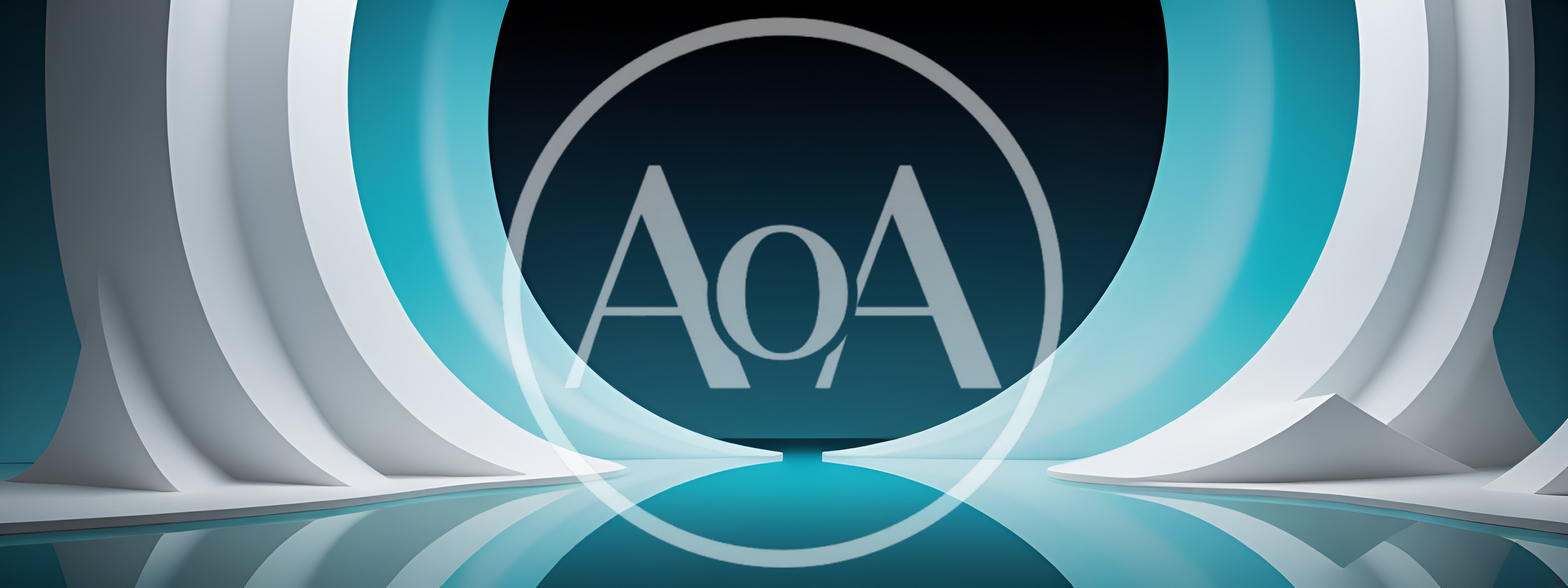 Abstract Futuristic Circular Architecture With Teal Lighting