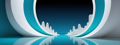 Abstract Futuristic Stage With Curved White Walls
