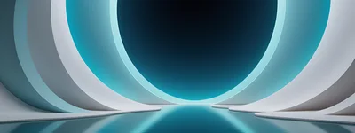 Futuristic Abstract Circular Portal With Glowing Cyan Light