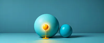 Abstract 3D Spheres With Glowing Orange Light