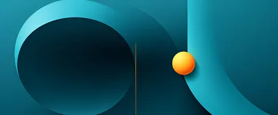 Abstract Teal Background With Orange Sphere And Lines