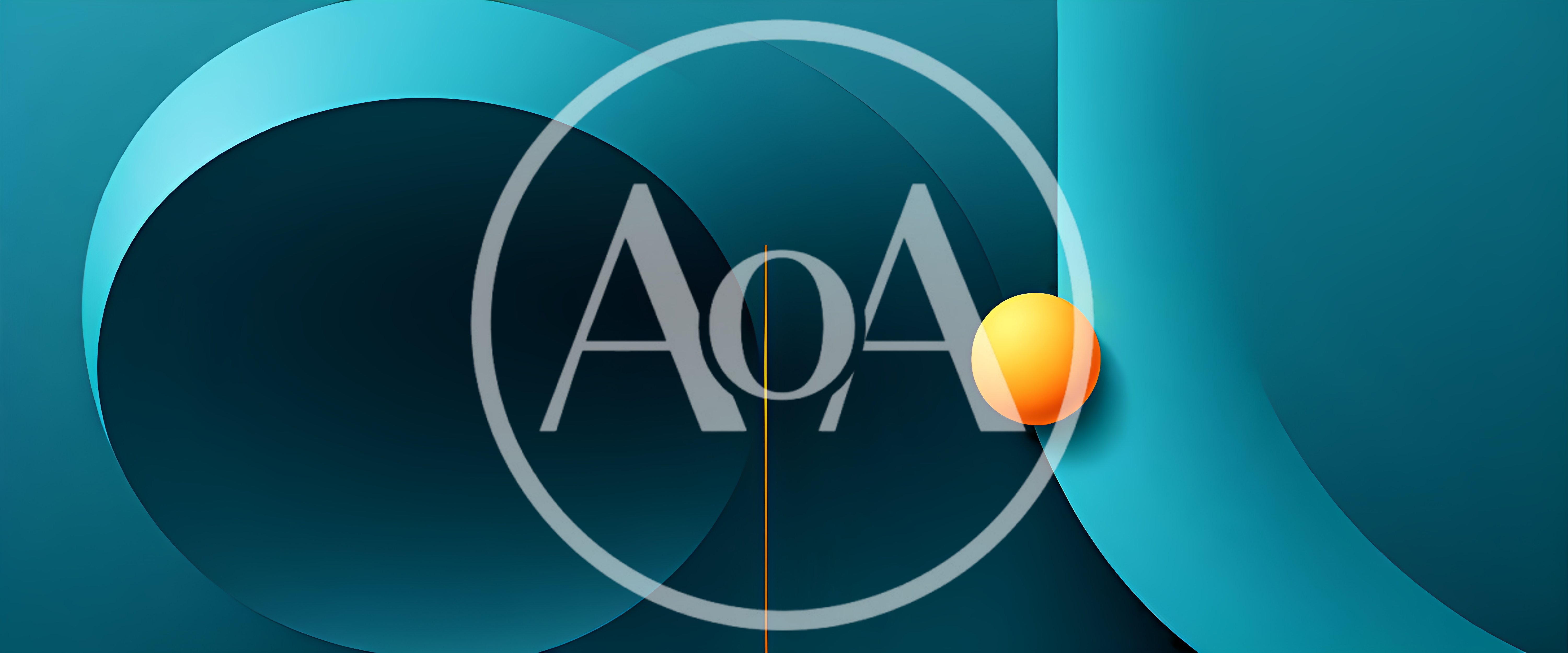 Abstract Teal Background With Orange Sphere And Lines