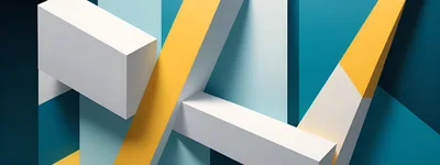 Abstract 3D Geometric Shapes With Blue And Yellow Accents
