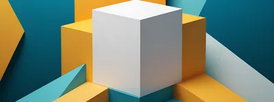 Abstract 3D Geometric Shapes With White Cube Center
