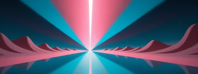Abstract 3D Tunnel With Pink Waves And Neon Light