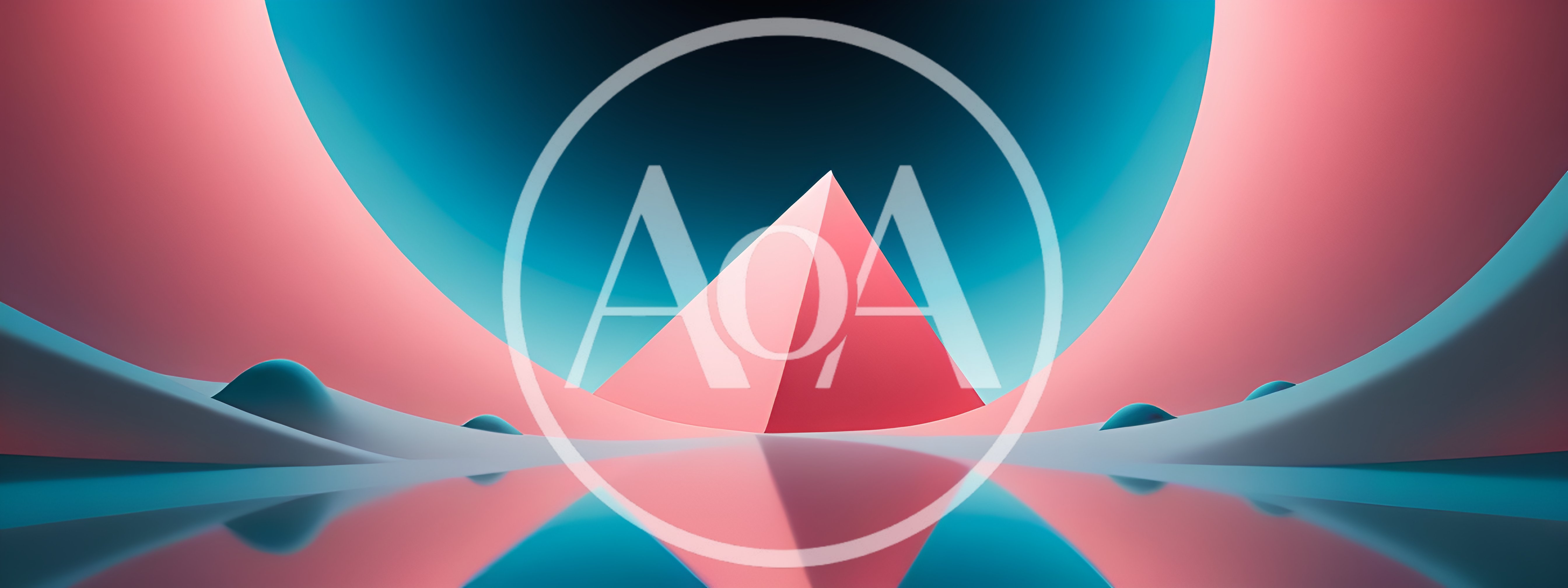 Abstract 3D Pyramid With Surreal Pink And Blue Curves