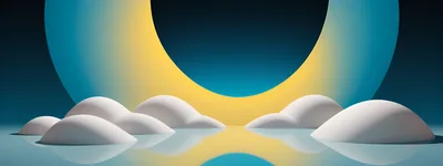 Abstract 3D Rendered Scene With Clouds And Moon