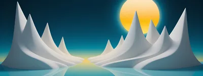 Abstract 3D Rendered Snowy Mountain Landscape
