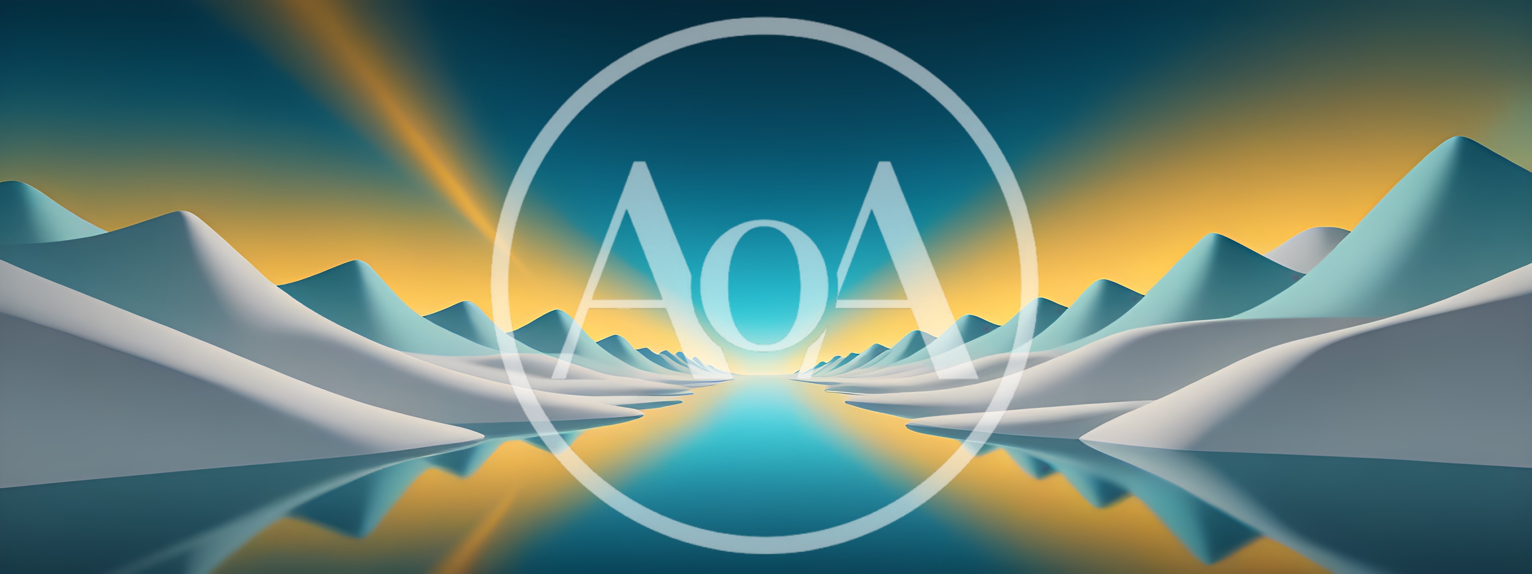 Abstract 3D Landscape With Minimalist Mountains And Reflection
