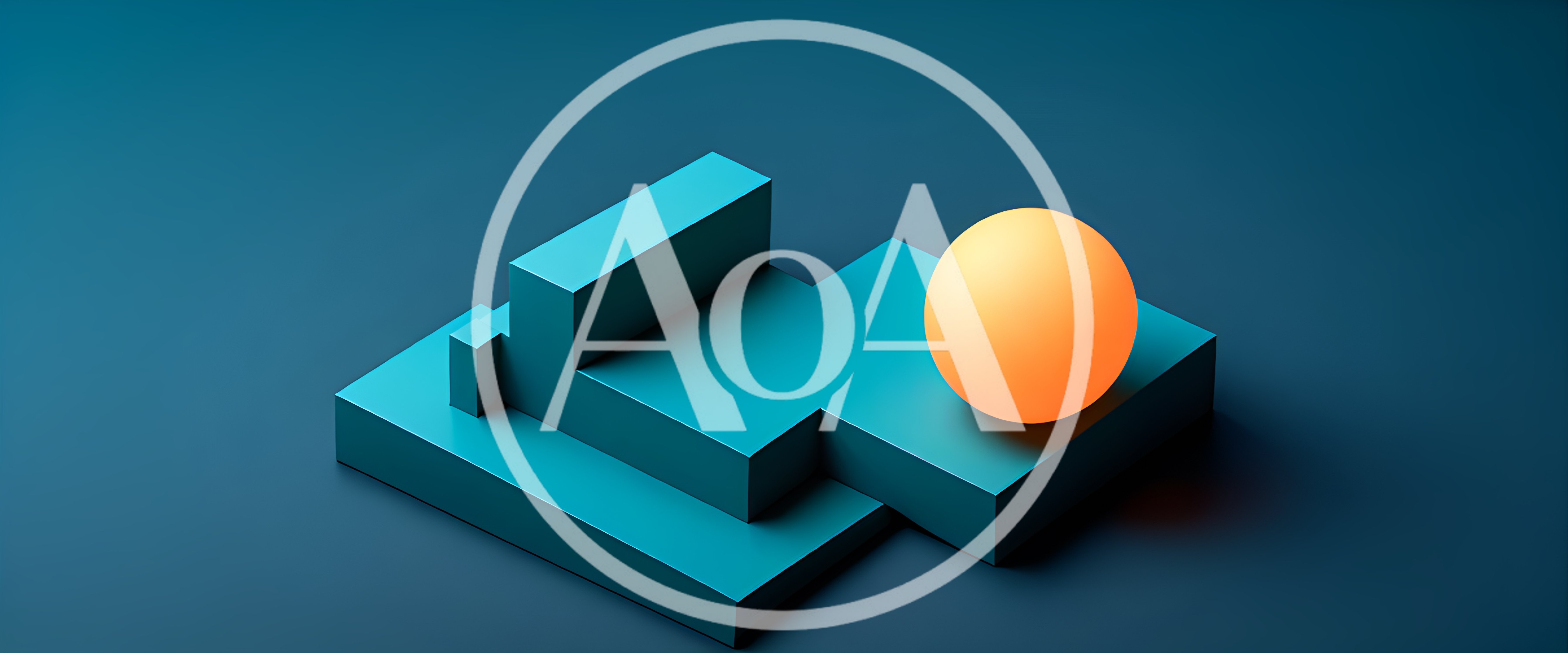 Abstract 3D Geometric Shapes With Glowing Orange Sphere