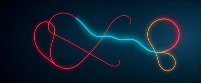 Abstract Neon Light Trails On Dark Background
