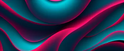 Abstract Fluid Waves With Neon Pink And Teal Lighting