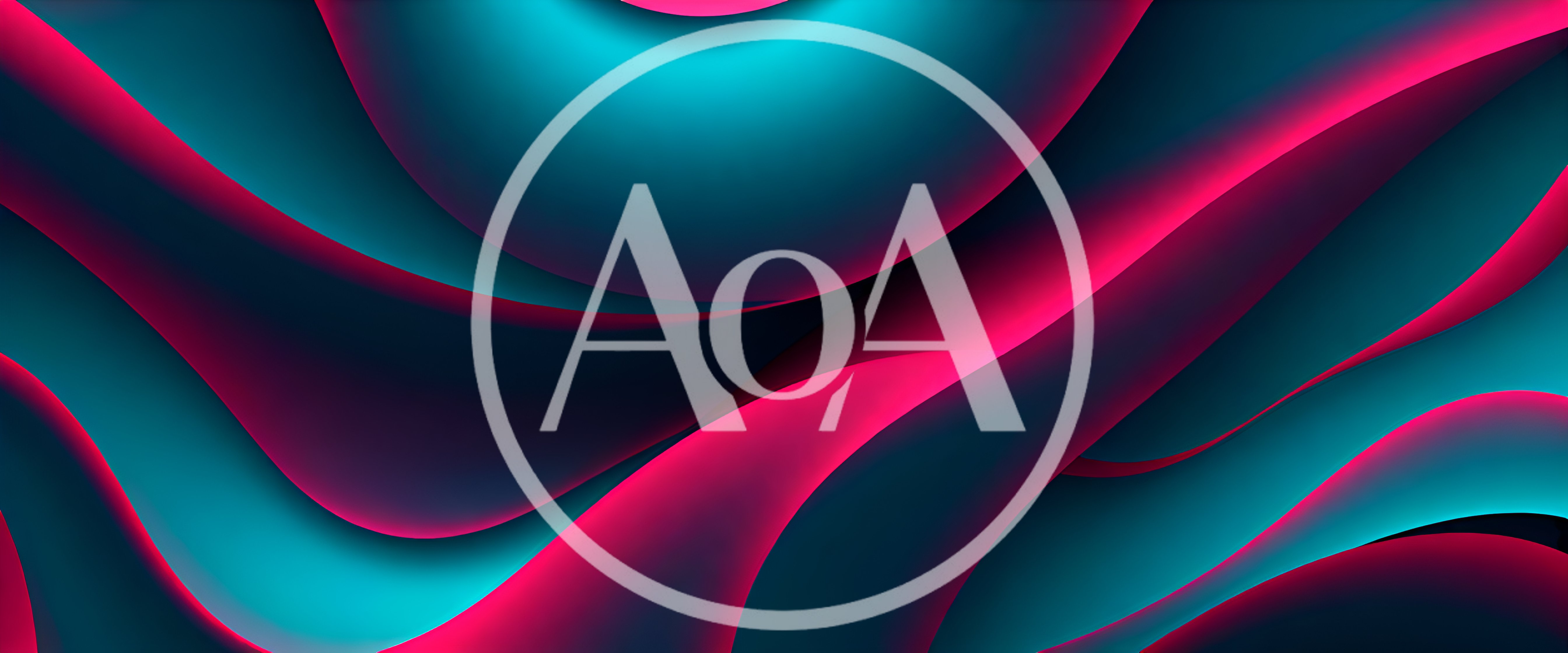 Abstract Fluid Waves With Neon Pink And Teal Lighting