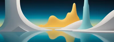 Abstract 3D Landscape With Smooth Geometric Shapes
