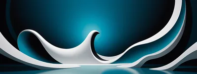 Abstract White Curved Architectural Forms On Teal Background