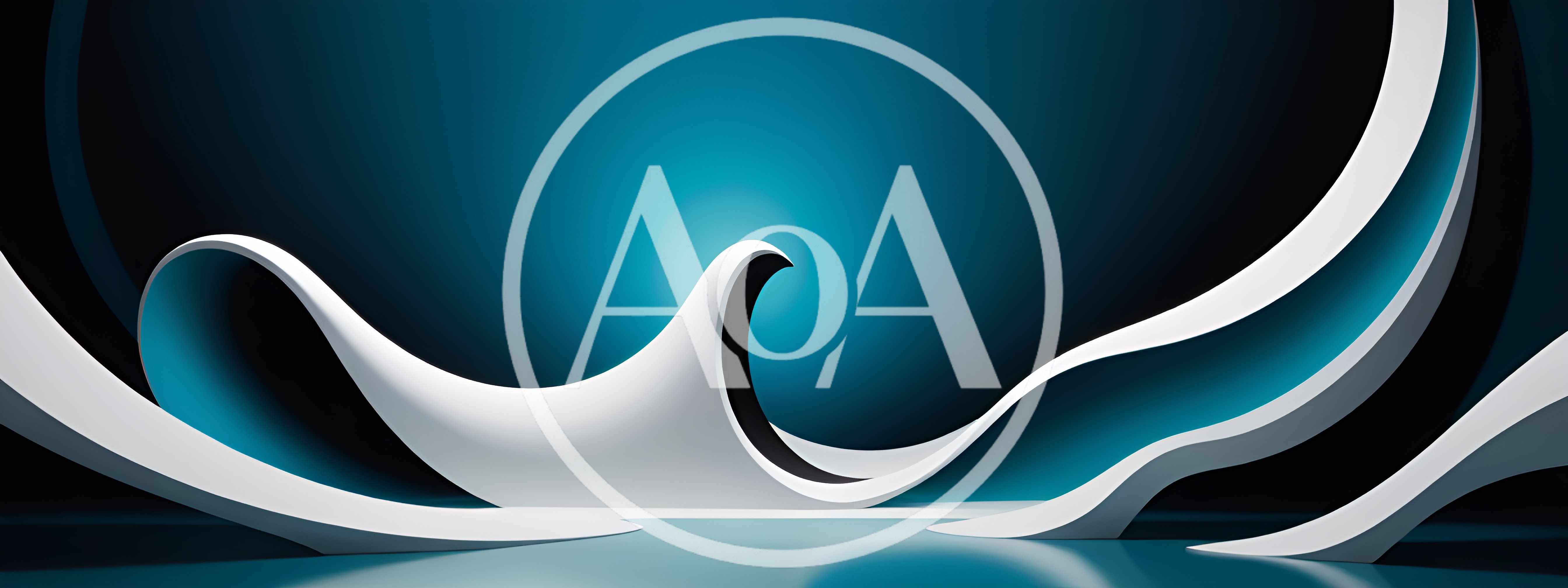 Abstract White Curved Architectural Forms On Teal Background