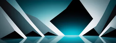 Abstract Geometric Architecture With Cyan Neon Lighting