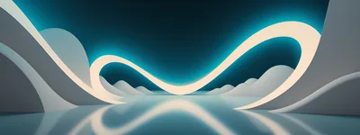 Abstract 3D Rendered Landscape With Glowing Light Ribbon
