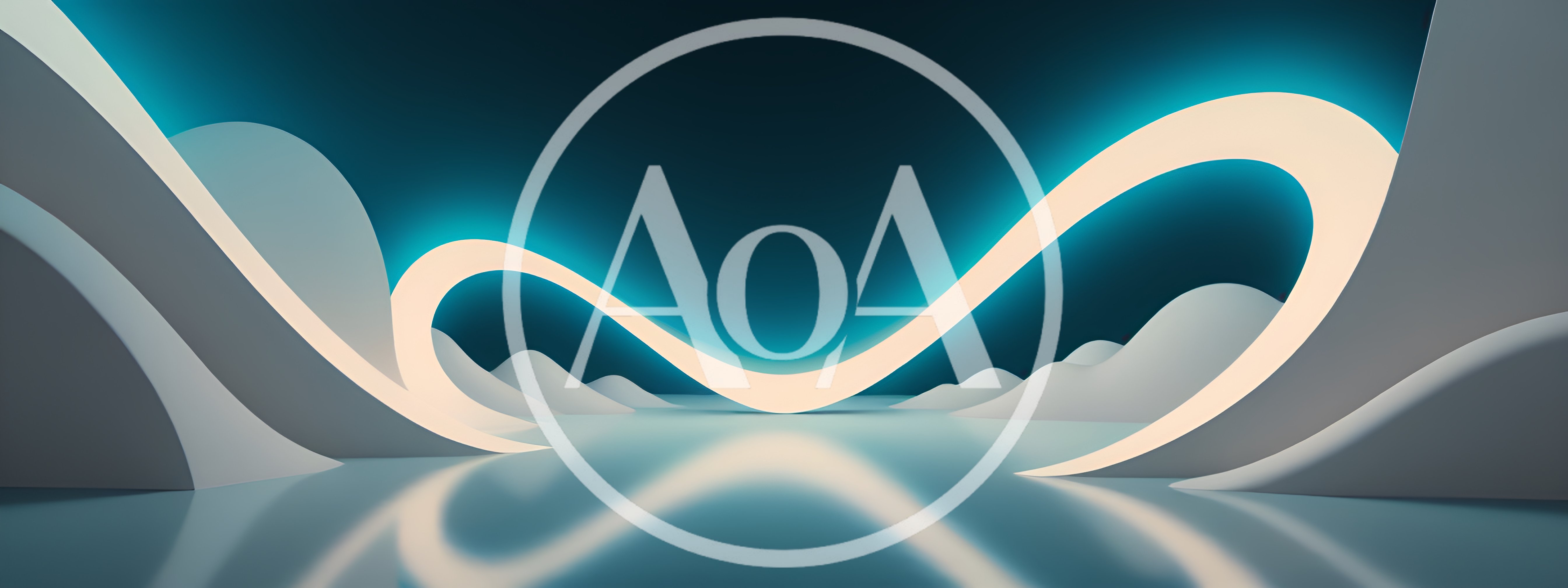Abstract 3D Rendered Landscape With Glowing Light Ribbon