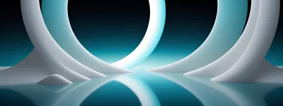 Abstract Futuristic Architecture With Glowing Cyan Arches