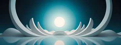 Abstract Minimalist 3D Stage With Glowing Moon